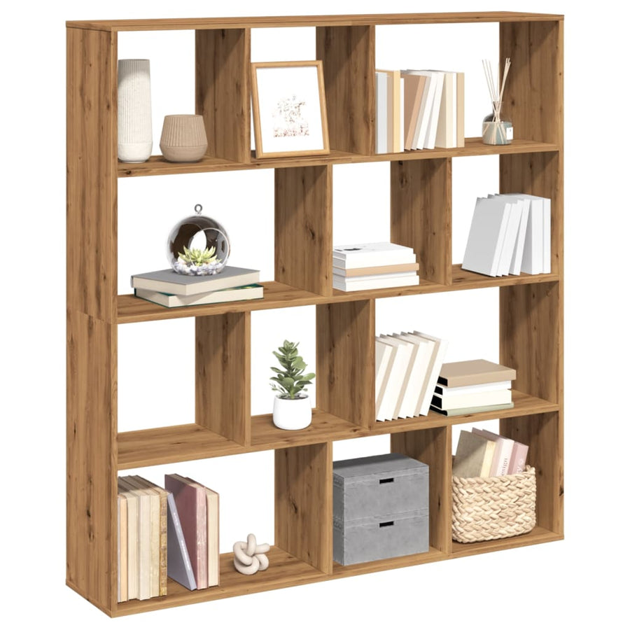 Boekenkast 132X29X141,5 Cm Bewerkt Hout Artisanaal Eikenkleur Artisian Oak 132 cm 141.5 cm