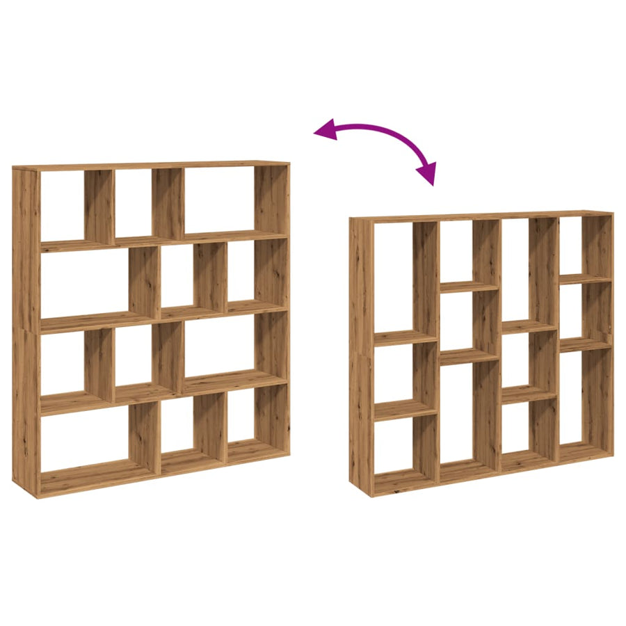 Boekenkast 132X29X141,5 Cm Bewerkt Hout Artisanaal Eikenkleur Artisian Oak 132 cm 141.5 cm