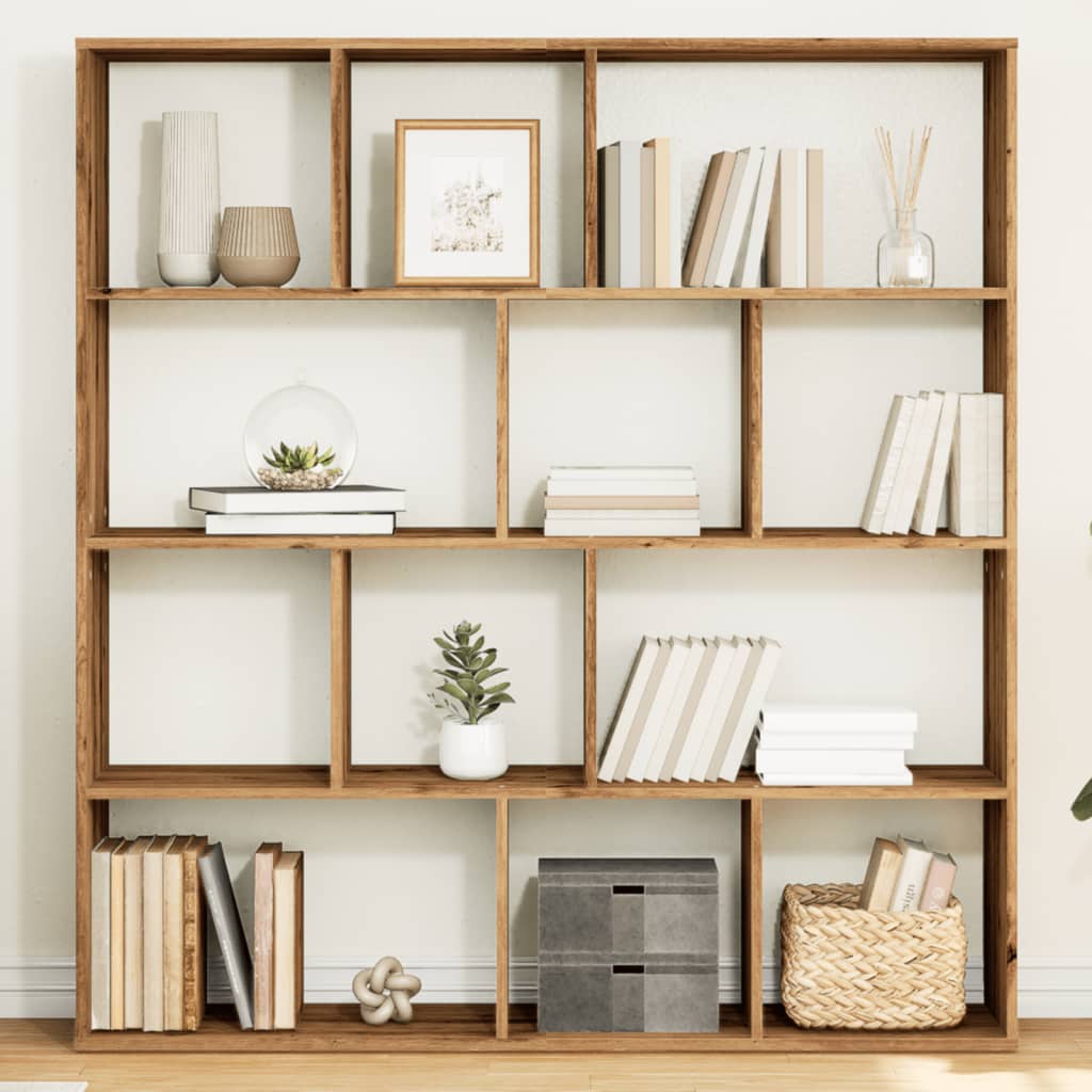 Boekenkast 132X29X141,5 Cm Bewerkt Hout Artisanaal Eikenkleur Artisian Oak 132 cm 141.5 cm