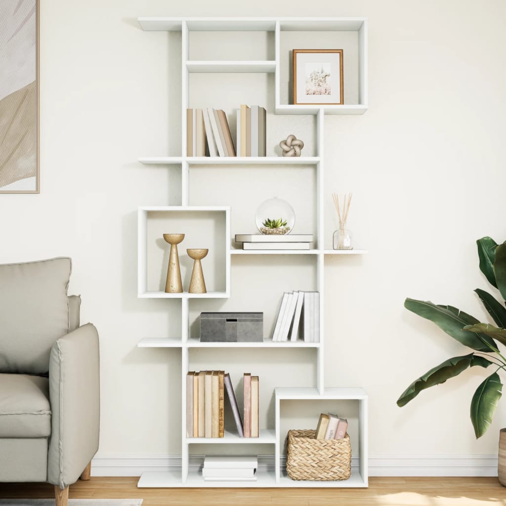 Boekenkast 92x29x188 cm bewerkt hout wit