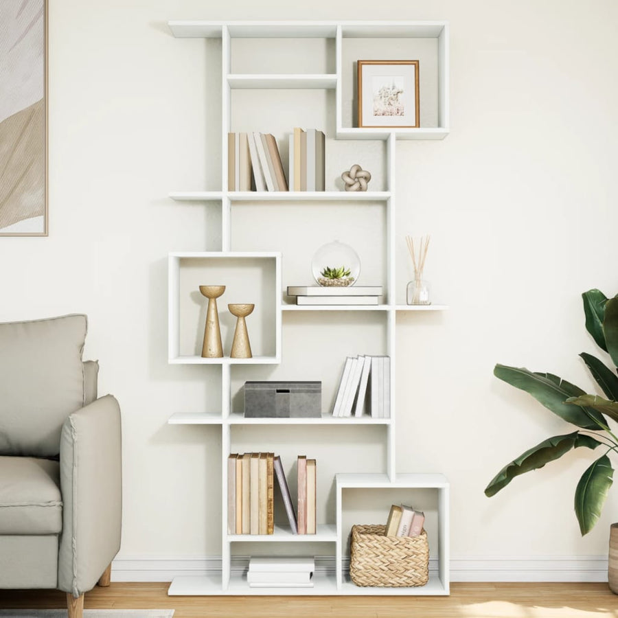Boekenkast 92x29x188 cm bewerkt hout wit