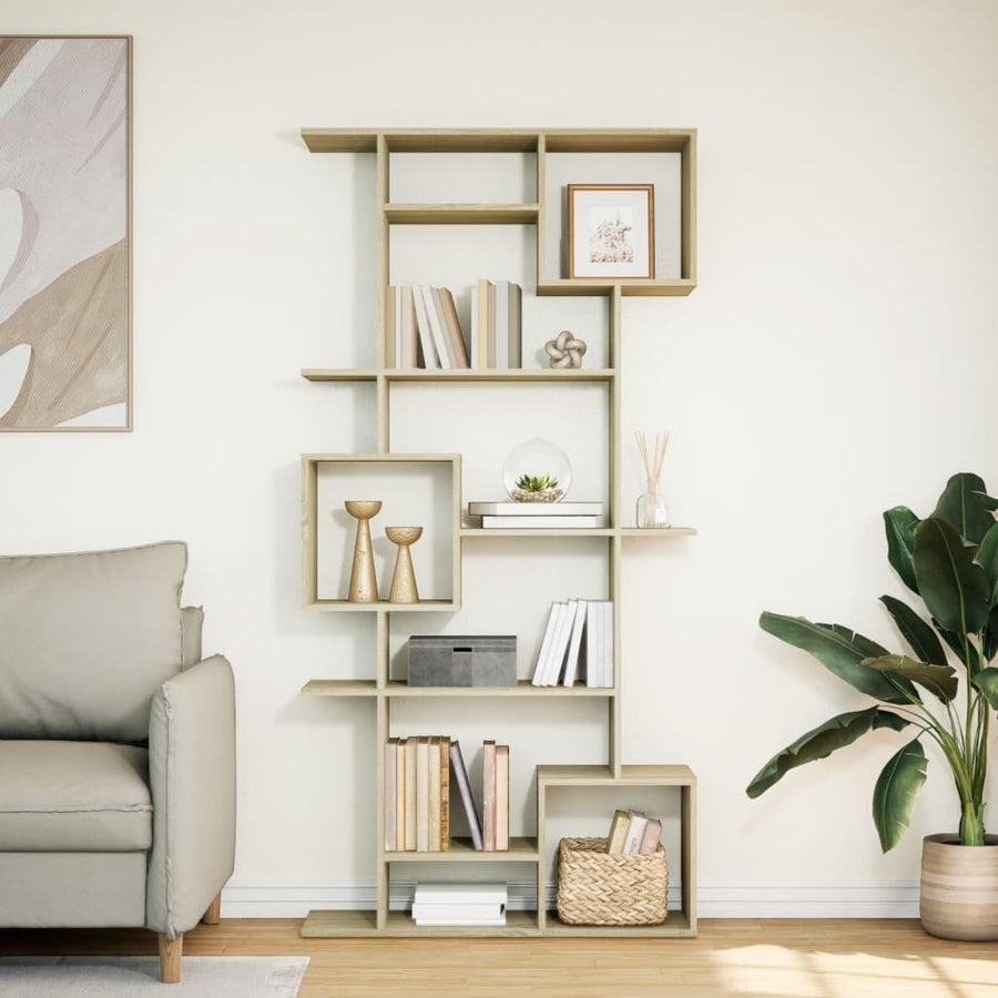 Boekenkast 92x29x188 cm bewerkt hout sonoma eikenkleurig