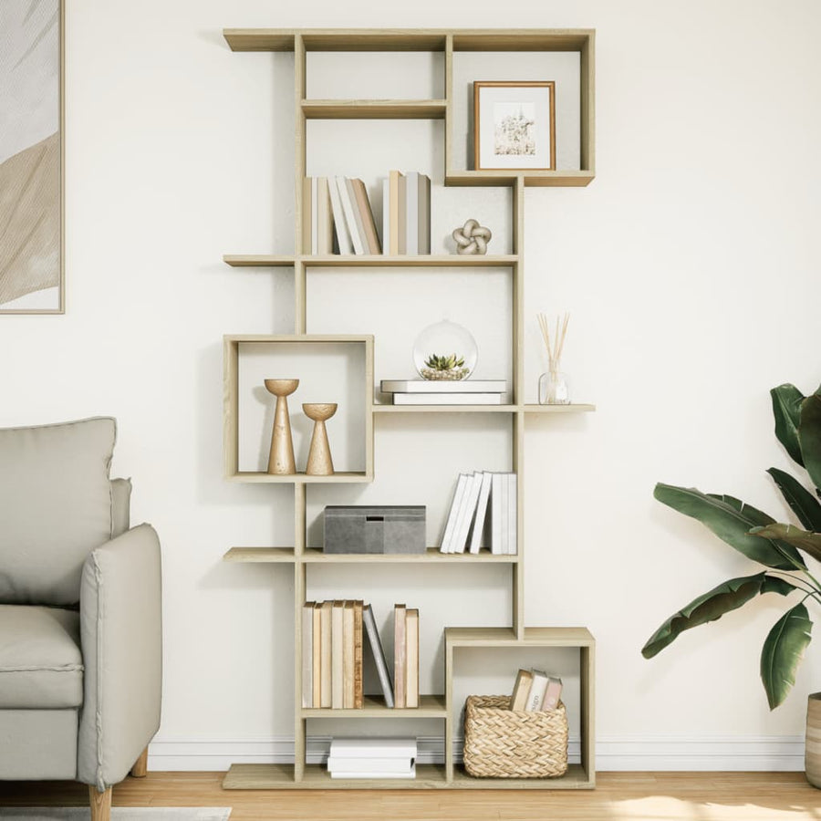 Boekenkast 92x29x188 cm bewerkt hout sonoma eikenkleurig