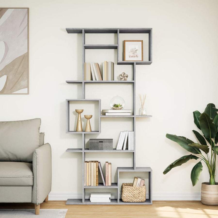 Boekenkast 92x29x188 cm bewerkt hout betongrijs