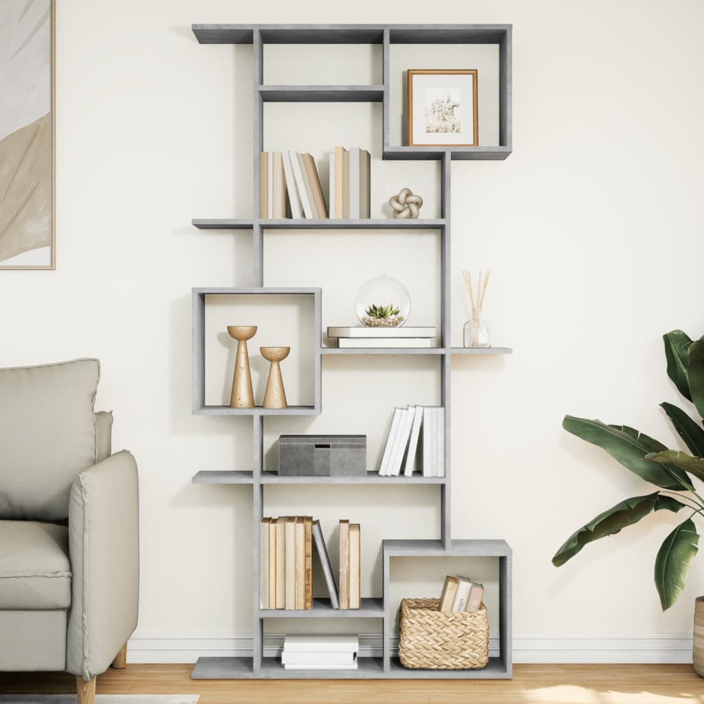 Boekenkast 92x29x188 cm bewerkt hout betongrijs