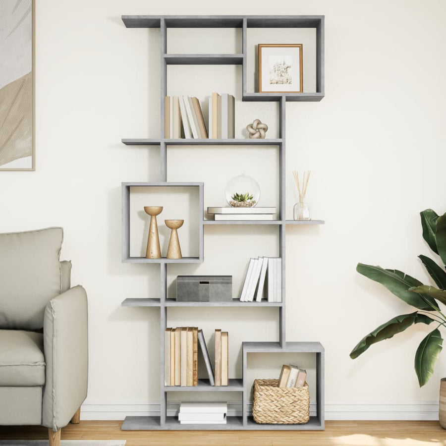 Boekenkast 92x29x188 cm bewerkt hout betongrijs