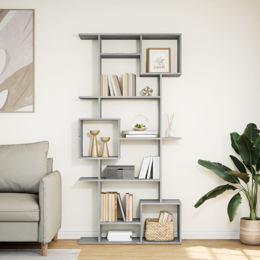 Boekenkast 92x29x188 cm bewerkt hout grijs sonoma eikenkleurig