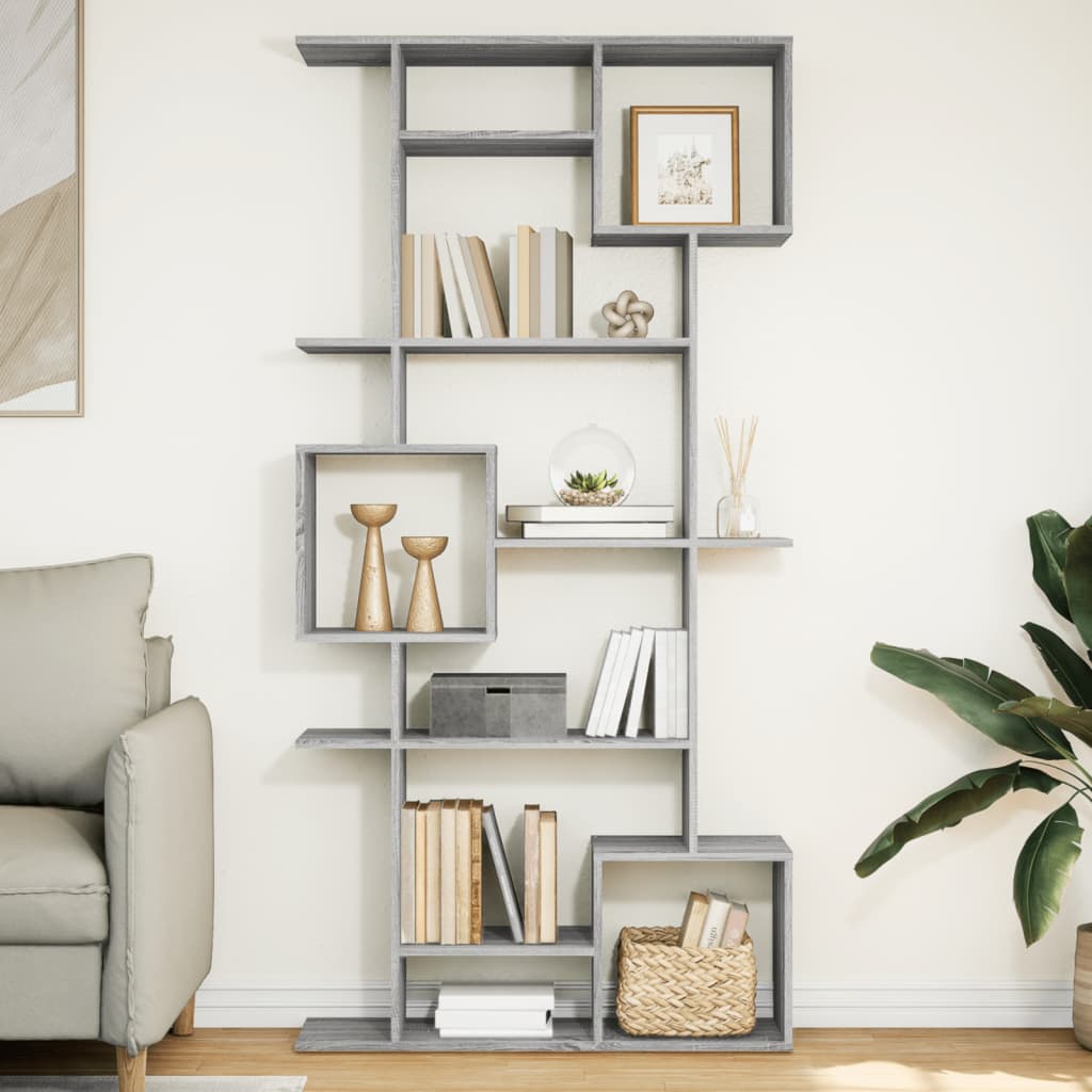 Boekenkast 92x29x188 cm bewerkt hout grijs sonoma eikenkleurig