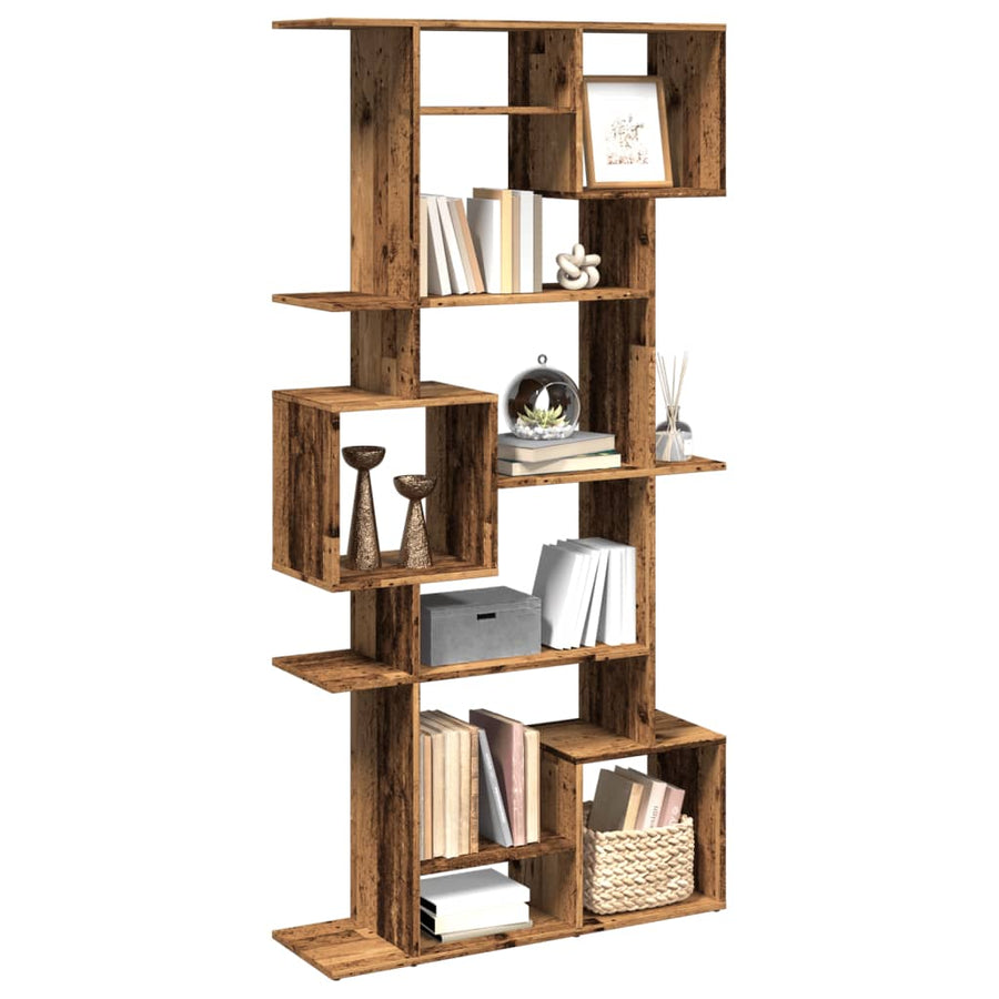 Boekenkast 92x29x188 cm bewerkt hout oud houtkleurig