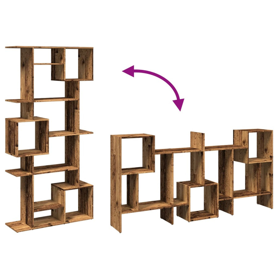 Boekenkast 92x29x188 cm bewerkt hout oud houtkleurig