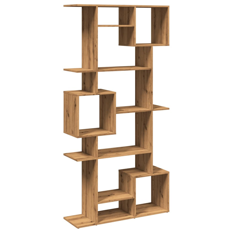 Boekenkast 92x29x188 cm bewerkt hout artisanaal eikenkleur