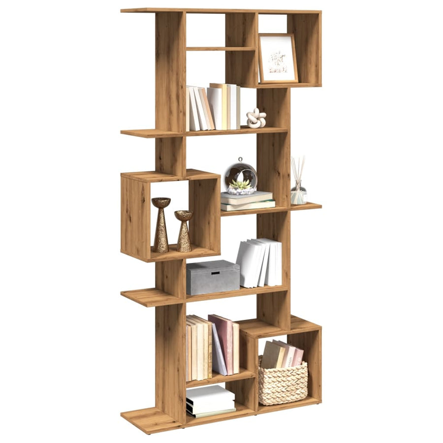 Boekenkast 92x29x188 cm bewerkt hout artisanaal eikenkleur
