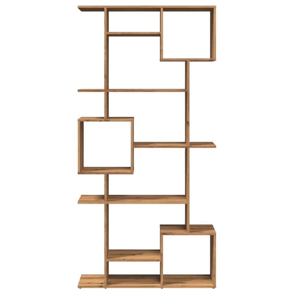 Boekenkast 92x29x188 cm bewerkt hout artisanaal eikenkleur