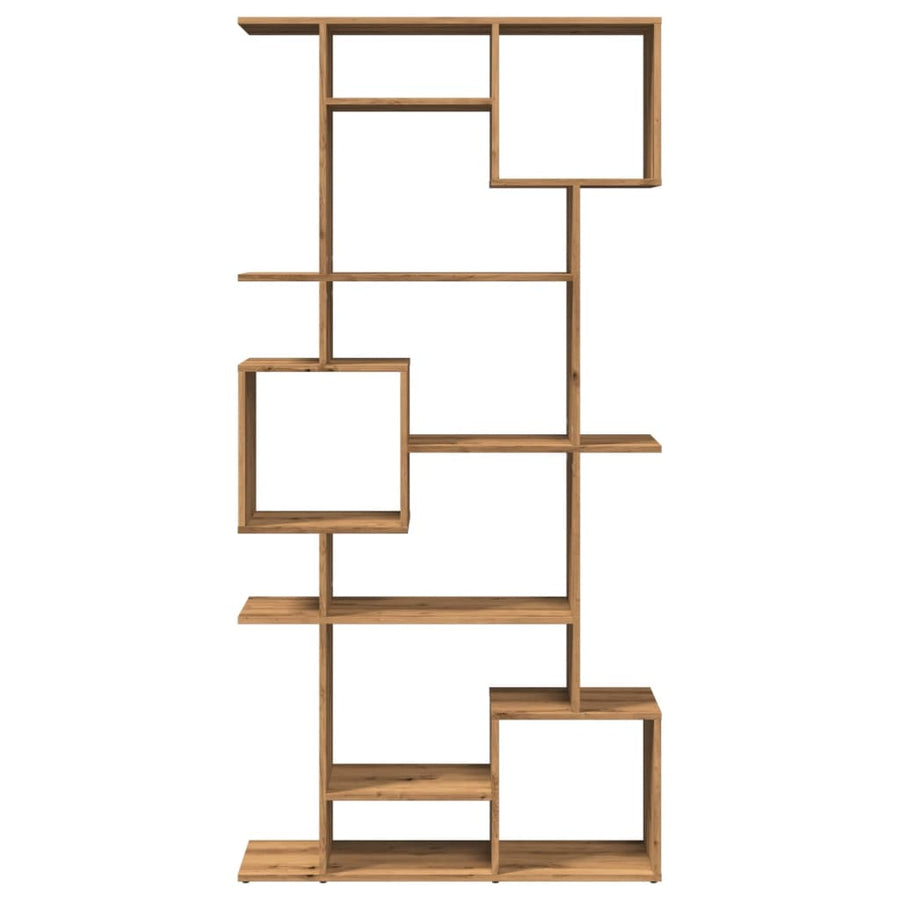 Boekenkast 92x29x188 cm bewerkt hout artisanaal eikenkleur
