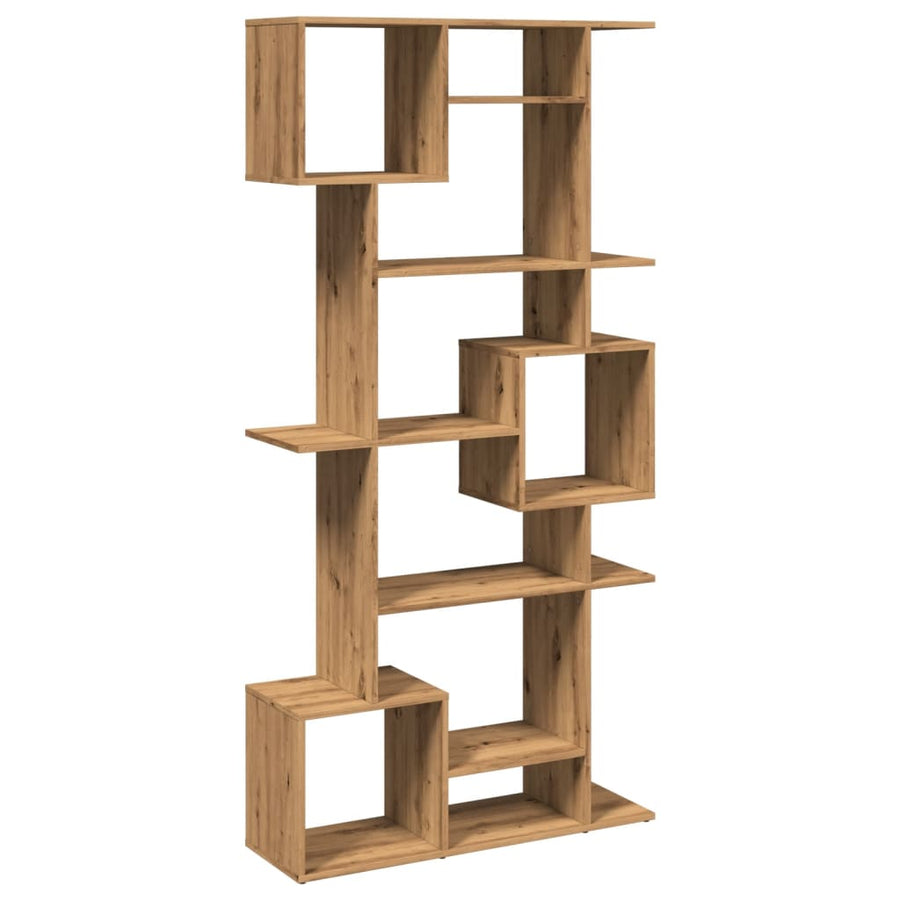 Boekenkast 92x29x188 cm bewerkt hout artisanaal eikenkleur