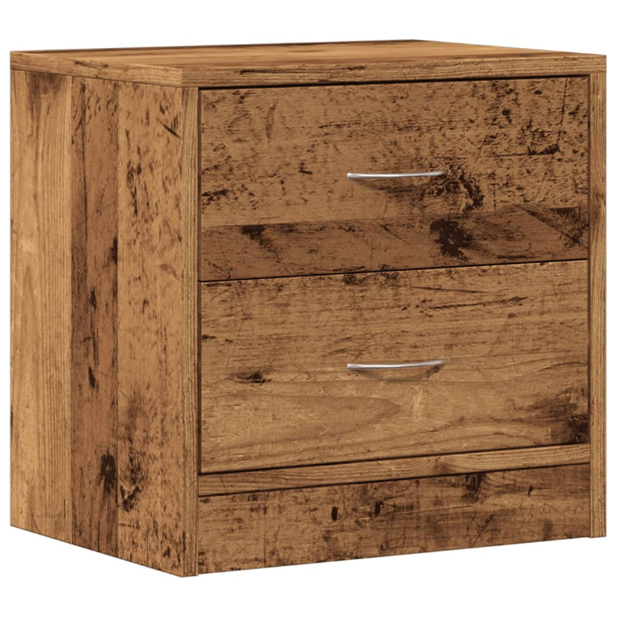 Nachtkastje 40x30x40 cm bewerkt hout oud houtkleurig