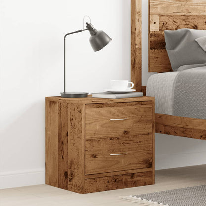 Nachtkastje 40x30x40 cm bewerkt hout oud houtkleurig