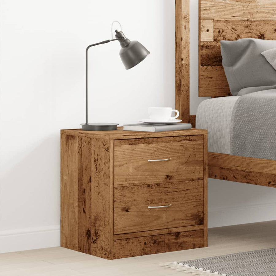 Nachtkastje 40x30x40 cm bewerkt hout oud houtkleurig
