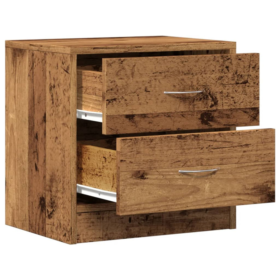 Nachtkastje 40x30x40 cm bewerkt hout oud houtkleurig