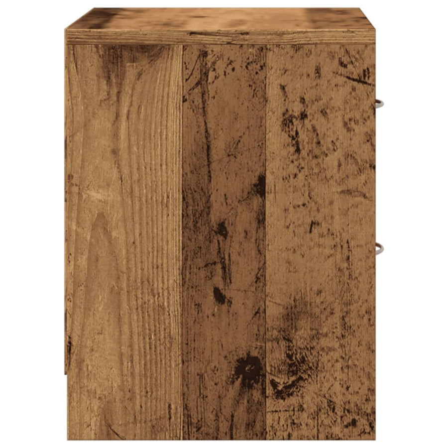 Nachtkastje 40x30x40 cm bewerkt hout oud houtkleurig