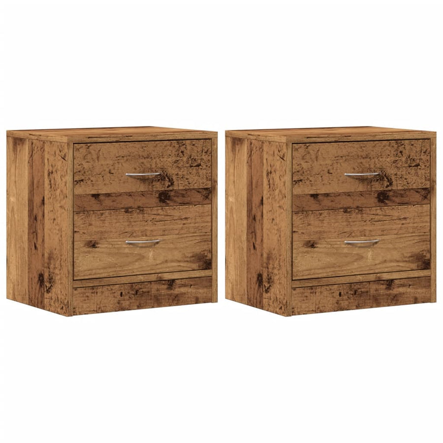 Nachtkastjes 2 st 40x30x40 cm bewerkt hout oud houtkleurig