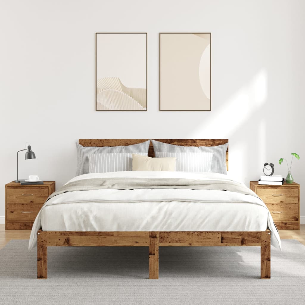 Nachtkastjes 2 st 40x30x40 cm bewerkt hout oud houtkleurig