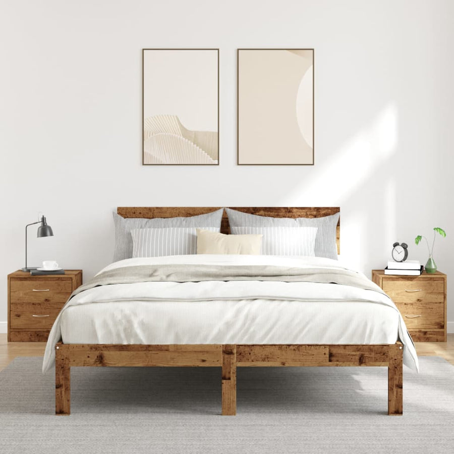 Nachtkastjes 2 st 40x30x40 cm bewerkt hout oud houtkleurig