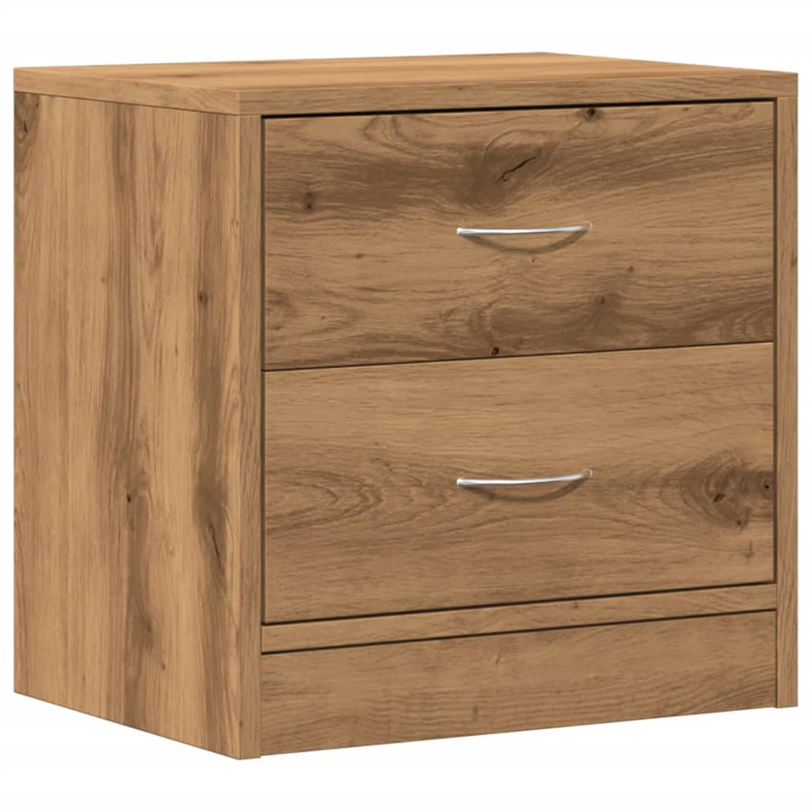 Nachtkastje 40x30x40 cm bewerkt hout artisanaal eikenkleurig
