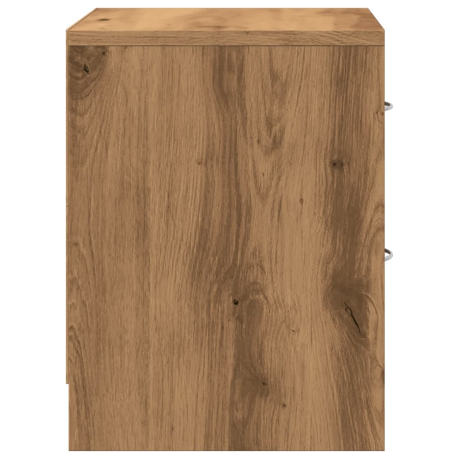 Nachtkastje 40x30x40 cm bewerkt hout artisanaal eikenkleurig