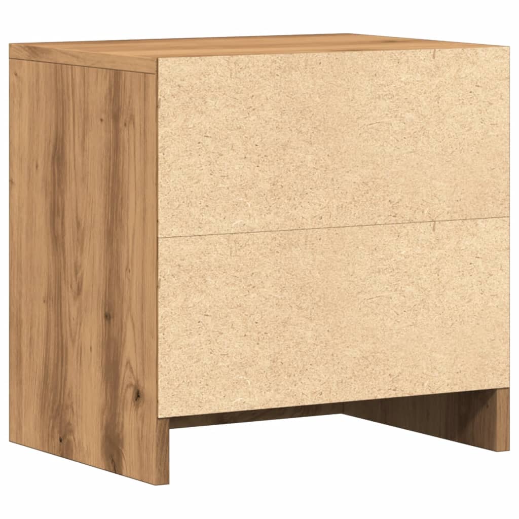 Nachtkastje 40x30x40 cm bewerkt hout artisanaal eikenkleurig