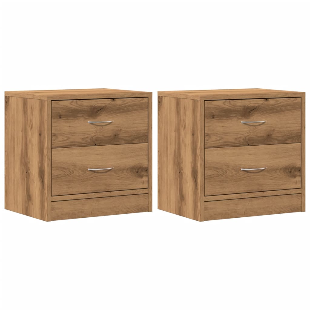 Nachtkastjes 2 st 40x30x40 cm bewerkt hout artisanaal eiken