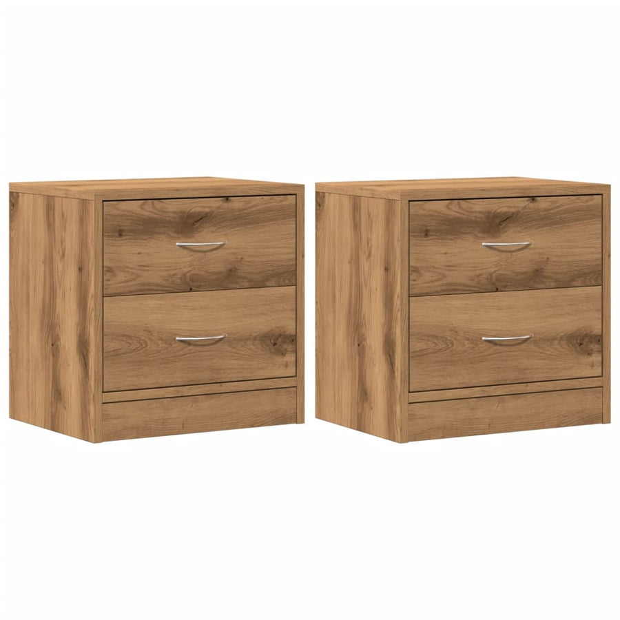 Nachtkastjes 2 st 40x30x40 cm bewerkt hout artisanaal eiken