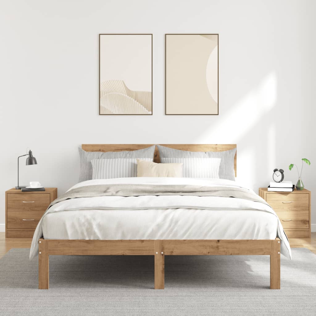 Nachtkastjes 2 st 40x30x40 cm bewerkt hout artisanaal eiken