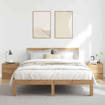 Nachtkastjes 2 st 40x30x40 cm bewerkt hout artisanaal eiken