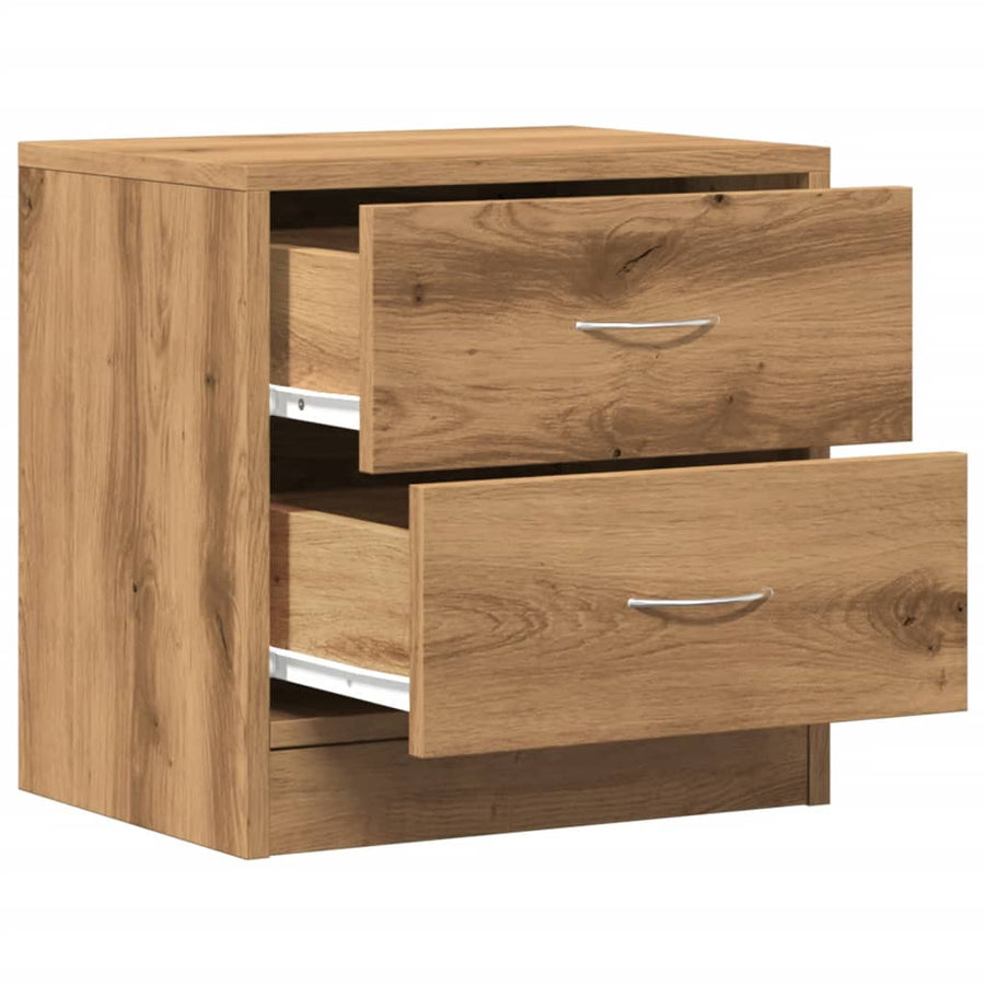 Nachtkastjes 2 st 40x30x40 cm bewerkt hout artisanaal eiken