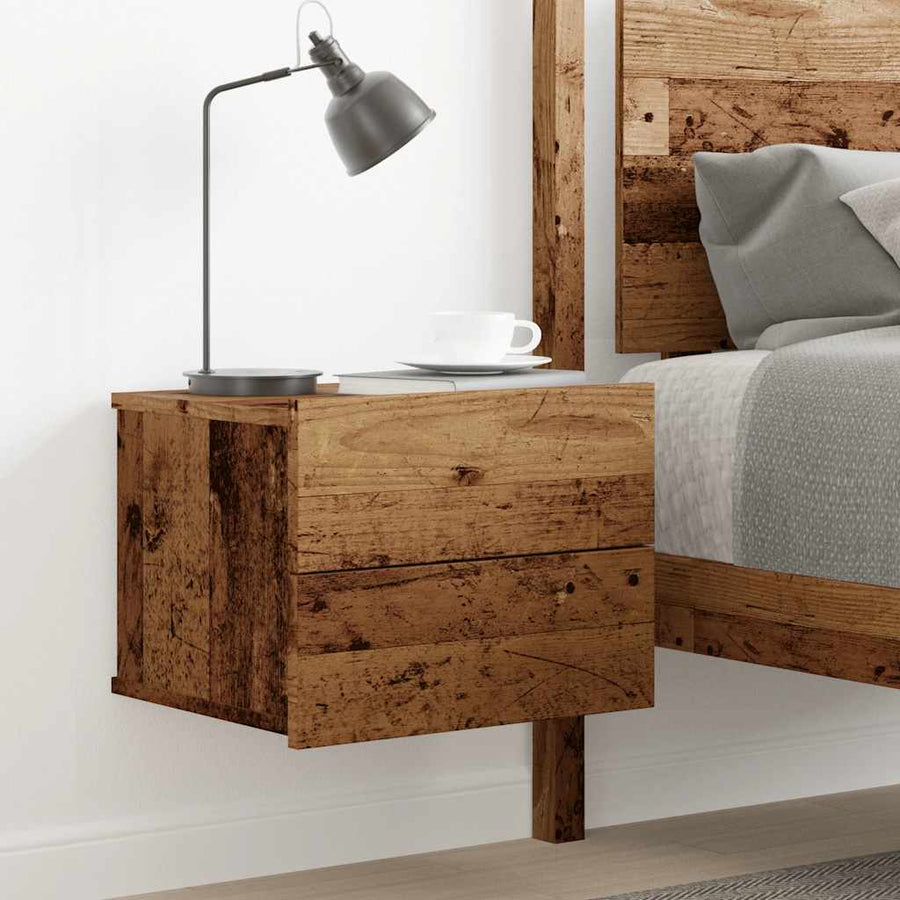 Nachtkastje wandgemonteerd 40x32x30 cm oud houtkleurig