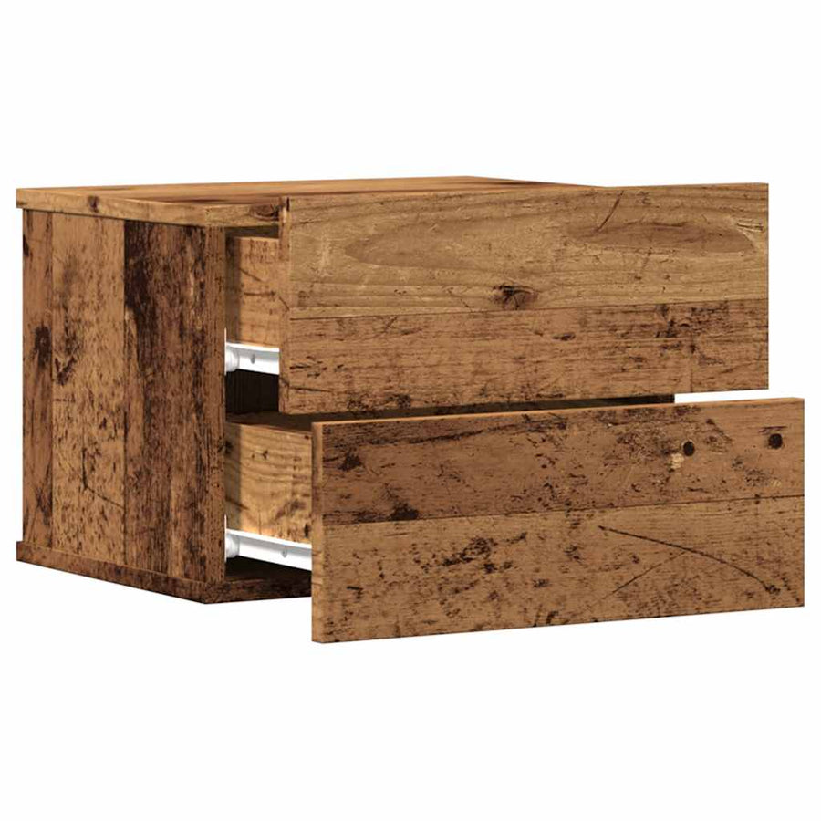 Nachtkastje wandgemonteerd 40x32x30 cm oud houtkleurig