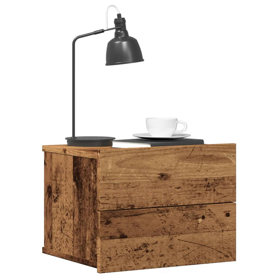 Nachtkastje wandgemonteerd 40x32x30 cm oud houtkleurig