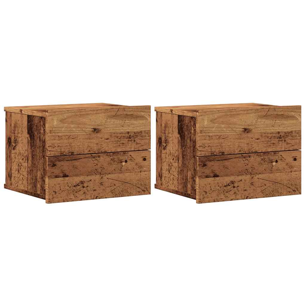 Nachtkastjes 2 st wandgemonteerd 40x32x30 cm oud houtkleurig