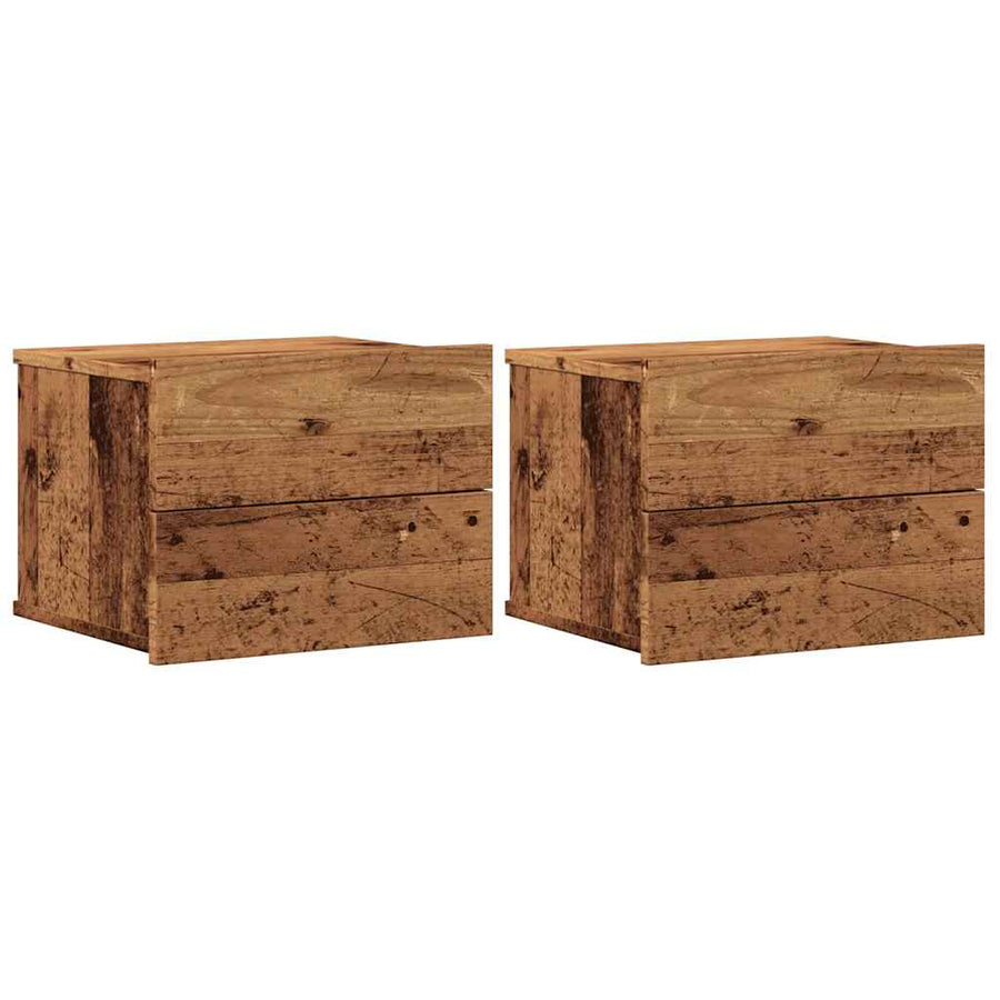 Nachtkastjes 2 st wandgemonteerd 40x32x30 cm oud houtkleurig