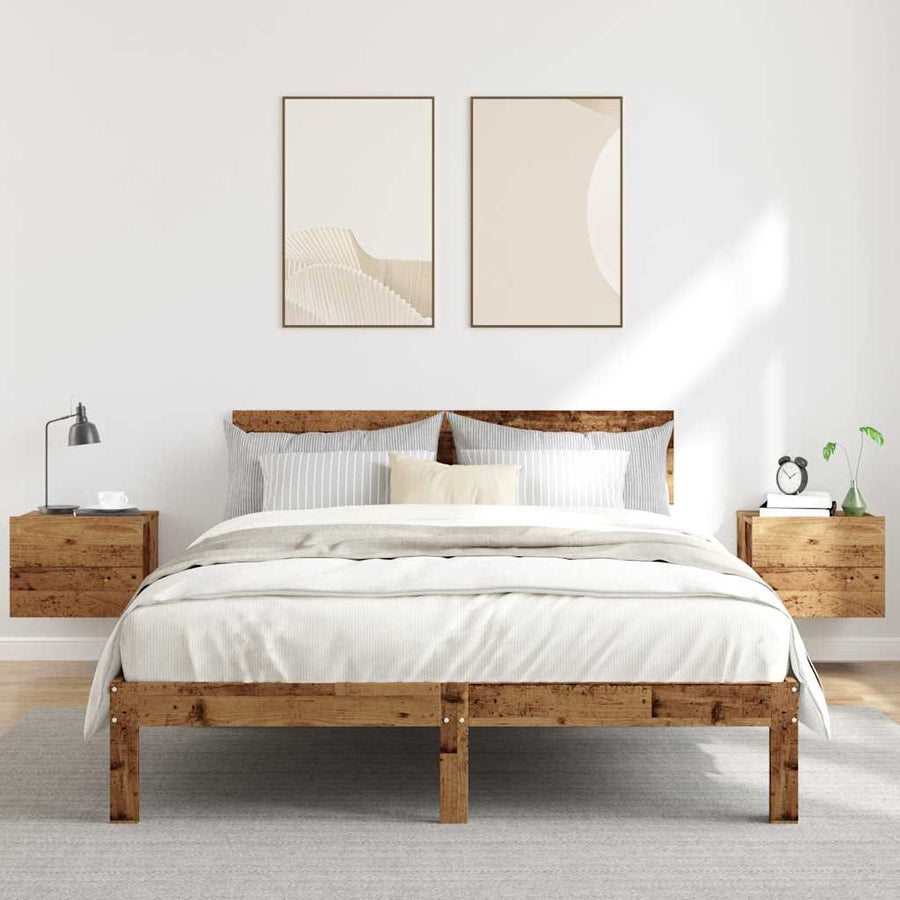 Nachtkastjes 2 st wandgemonteerd 40x32x30 cm oud houtkleurig