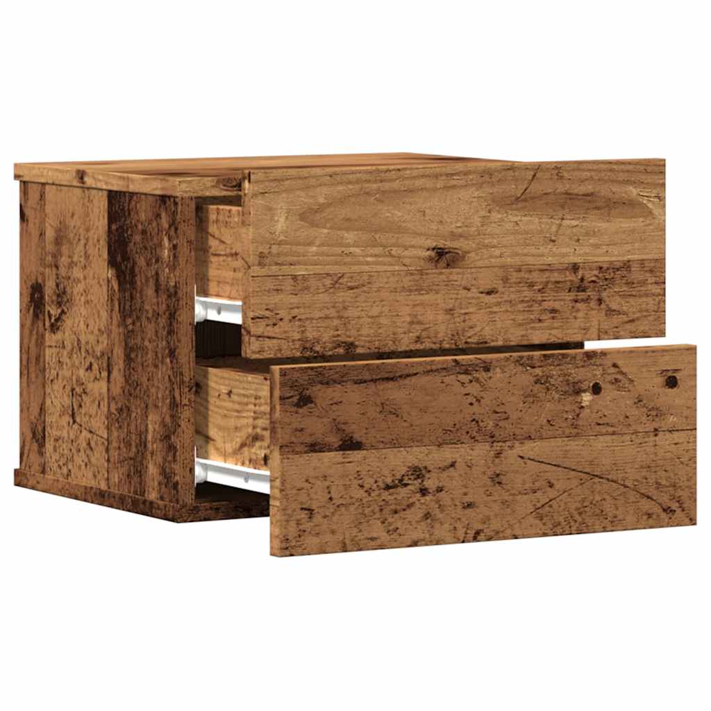 Nachtkastjes 2 st wandgemonteerd 40x32x30 cm oud houtkleurig