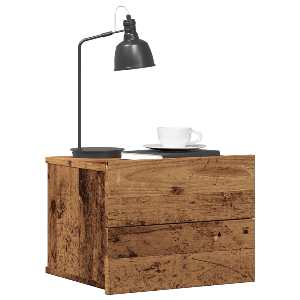 Nachtkastjes 2 st wandgemonteerd 40x32x30 cm oud houtkleurig