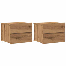 Nachtkastjes 2 st wandgemonteerd 40x32x30 cm artisanaal eiken