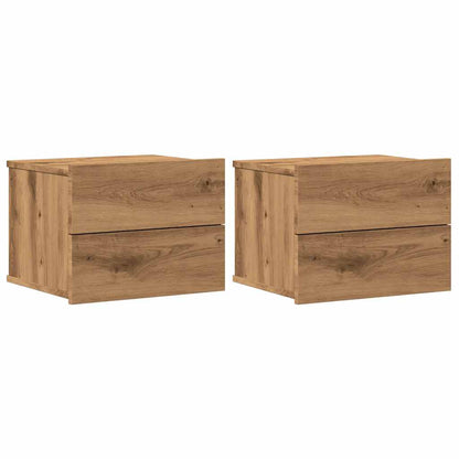 Nachtkastjes 2 st wandgemonteerd 40x32x30 cm artisanaal eiken