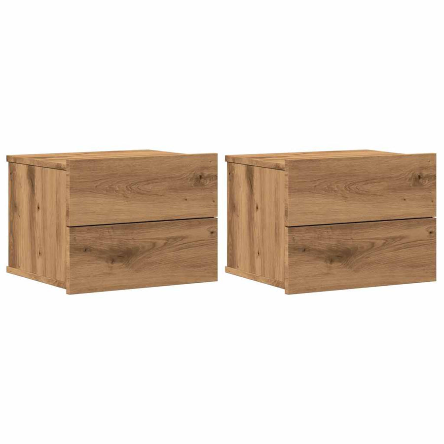 Nachtkastjes 2 st wandgemonteerd 40x32x30 cm artisanaal eiken