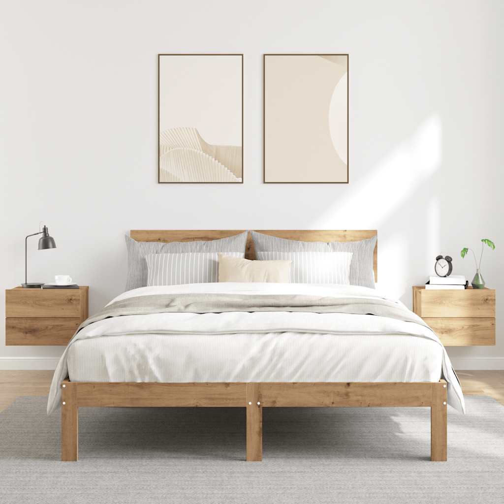 Nachtkastjes 2 st wandgemonteerd 40x32x30 cm artisanaal eiken