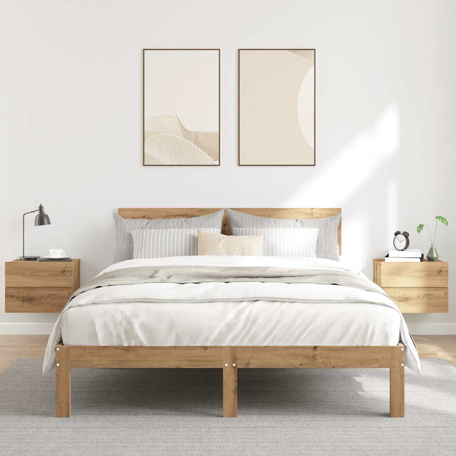 Nachtkastjes 2 st wandgemonteerd 40x32x30 cm artisanaal eiken