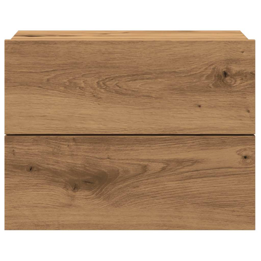 Nachtkastjes 2 st wandgemonteerd 40x32x30 cm artisanaal eiken