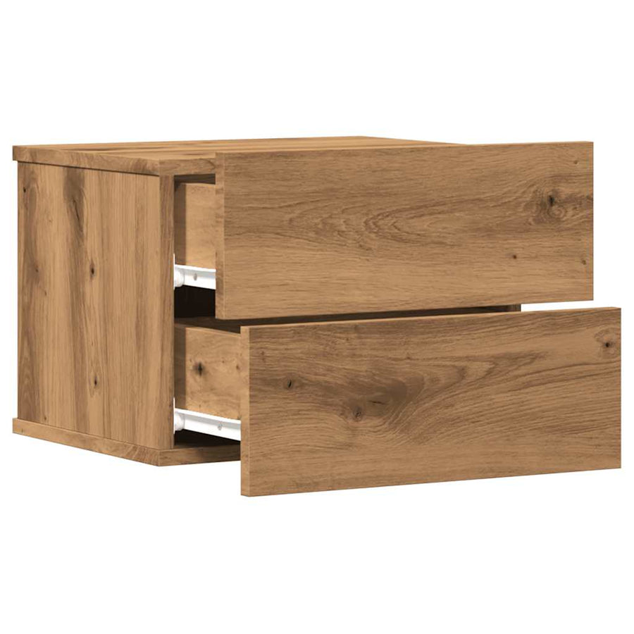 Nachtkastjes 2 st wandgemonteerd 40x32x30 cm artisanaal eiken